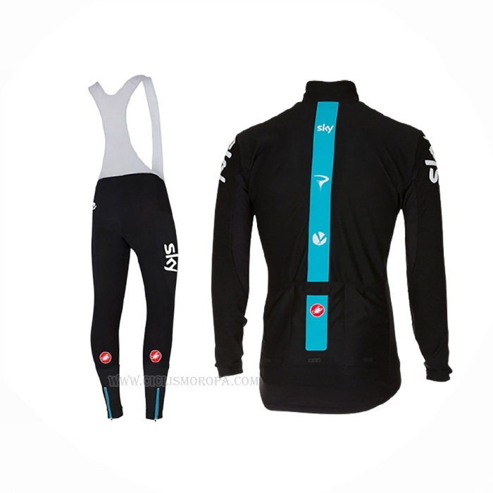 2017 Ropa Ciclismo Sky Profundo Negro Mangas Largas y Culotte Lunga